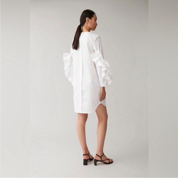 COS White Ruffle Sleeve Mini Dress - Picture 3 of 10